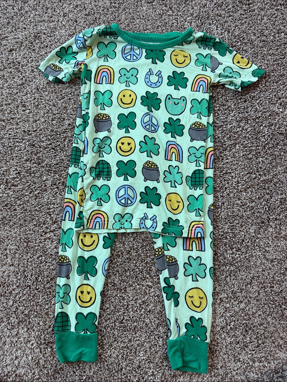 Little Sleepies Green Shamrock & Rainbow Pajama Set